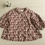 う早この布煉瓦花柄★レトロ襟ブラウス