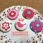 花と鳥のくるみボタンセット
