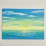 sunrise＊4号キャンバス　絵画　原画　風景画　海　空　夏　朝日　夕日　綺麗な景色