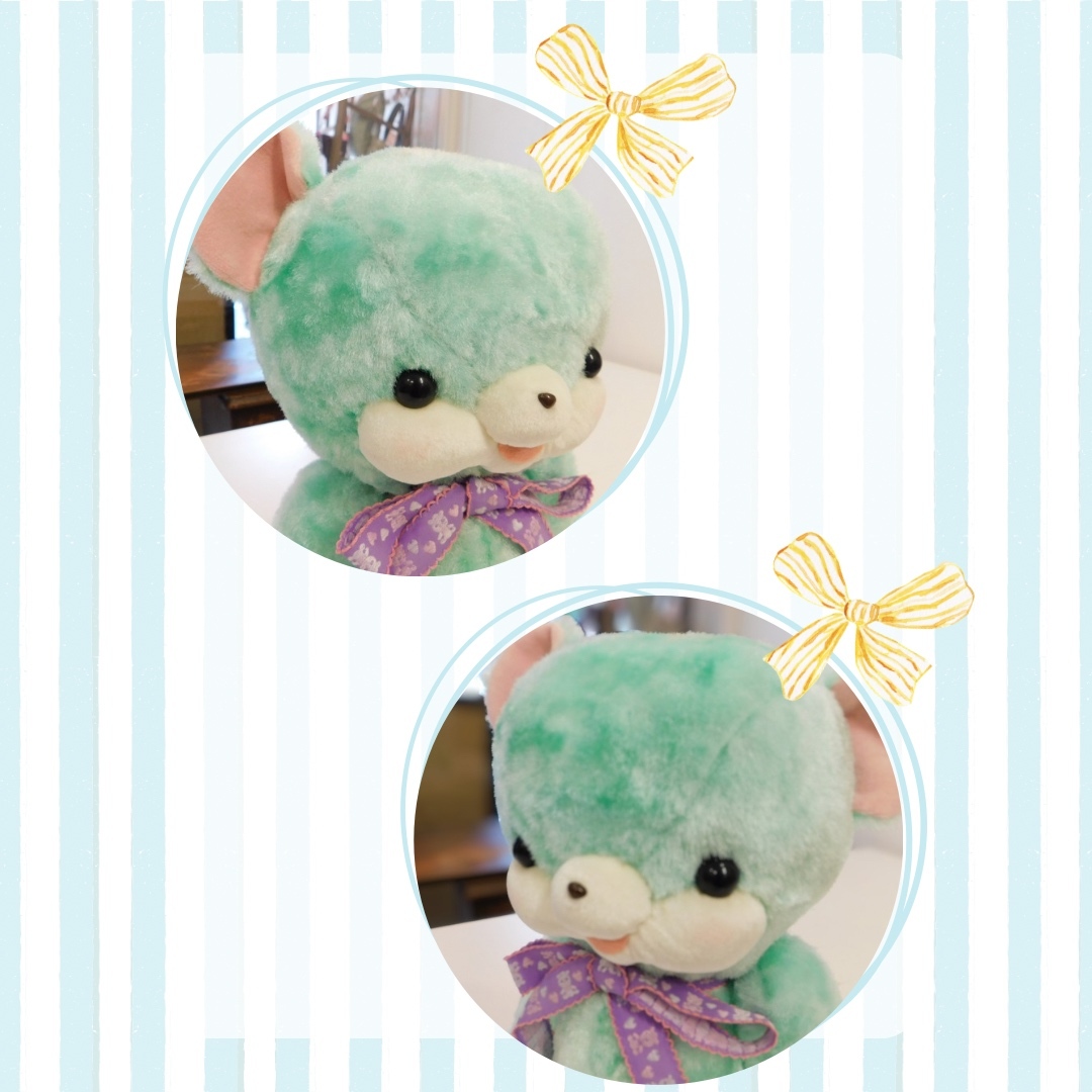 ヴィンテージ風ミントグリーンのテディベア かわいい レトロ ぬい活に