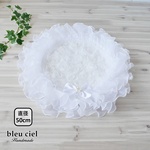 【送料無料✨完成品】フリル＆レース カフェマット　ローズチュール（ホワイト）　直径50ｃｍ　T-ＷH250816-M-①