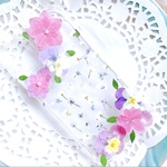 早発送♡送料無料♡紫陽花とビオラのパープルスマホケース♡押し花スマホケース♡押し花iPhoneケース　　　