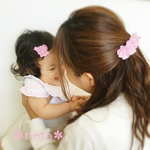 親子お揃い♡ヘアクリップ ヘアピン&バレッタ（パープル系）ペア＊リンク＊結婚式 入園式