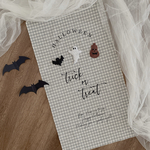 もこもこ刺繍のハロウィンタペストリー　チェック柄