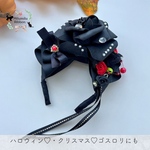 【黒薔薇♡カチューシャ】ハロウィンやクリスマスまたは色んなイベントにご使用いただけます Leticiaribbon撮影用  ペット用  プレゼント  ギフト 猫 犬 撮影会 トリミング