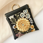 【受注制作】インド刺繍リボン　ばね口ポーチ　カラビナポーチ