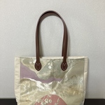 アンズルーム★ちょっと豪華な　トートバッグ★ハンドバッグ★着物　帯★ベージュ　山