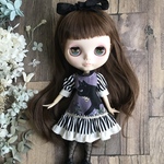 【summer SALE】   2688 ブライス さんのお洋服  黒猫×ストライプ ワンピースBlythe ブライス リカちゃん アウトフィット 洋服 