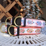 🎀希少な日本製ヴィンテージリボン🎀レトロ可愛い花模様のヴィンテージ首輪ꕥすっぽ抜け防止設計➕224kg耐荷重の強度で安心ꕥ No.35