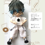 オビツ11/ねんどろいどどーる調整パーツ使用　（共通サイズ）服　Tシャツと紐付きパンツ　白色２点セット　no.91