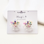 淡水パール パール チェコビーズ カラフル 刺繍 フラワー チタン ピアス チタンピアス ゴールド 