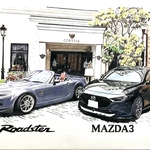 車のイラスト描きます。一枚に2通りの構図と車種名をリアルに描きます。違う車種の車二台の場合も大丈夫です。