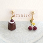 🍒ミニチュアカヌレ♡仲良しアメリカンチェリーの耳飾り🍒【①イヤリング②ピアス③フックピアス④樹脂ピアス⑤樹脂ノンホールピアス】