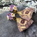 ❁インド刺繍リボンイヤリング・大人かわいいつまみ細工アクセサリー❁和装・着物・浴衣・卒園式・卒業式・七五三アクセサリー・ハンドメイドアクセサリー・和風クリップイヤリング◇送料込み◇