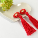 再販しました。ビーズ刺繍タッセルイヤリング３（レッド）