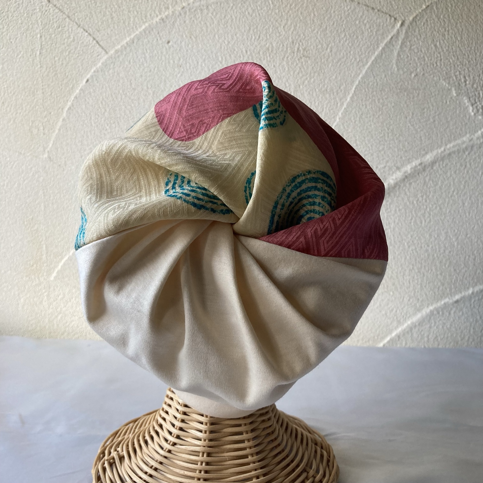 うぁふわり セミオーダー生地紹介2 難有難隠し キャップ 室内帽子 着物リメイク COCOLO 医療用帽子 春夏用 オーガニック三つ編み柄ボーダー