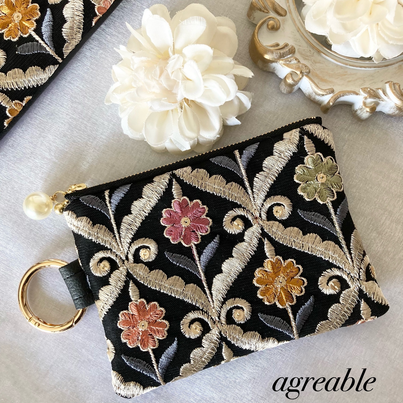 再販》🥀インド刺繍ポーチ インド刺繍 インド刺繍生地 コスメ