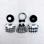 小さな動物の着せ替えお洋服 白黒コーデ3点セット 赤ちゃんサイズ 