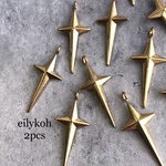 NEW 2個/ ゴールド　ステンレス　クロス　星　チャーム　CH408G