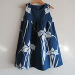 ＊浴衣の反物から作った 王道の菖蒲柄 ノースリーブ ワンピース 120～130サイズ＊