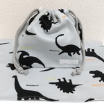 ☆１セット限定特価☆ 恐竜H （シルバーグレー）お弁当袋＆ランチョンマットセット