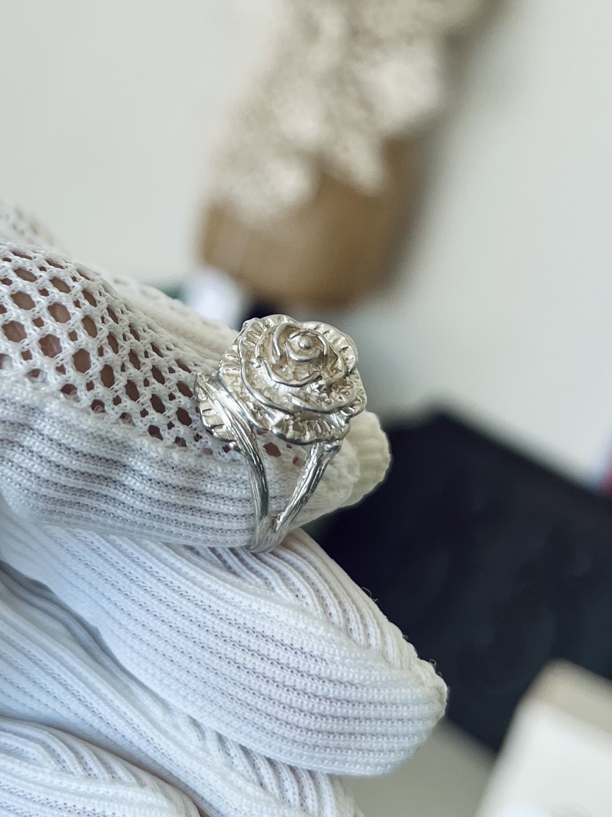 ＊ハンドメイド１点もの＊ フランスレース　シルバーリング【10000】 ハンドメイド1点もの＊ フランスレース シルバーリング【10000