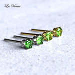 ✴︎希少石✴︎ つけっぱなしOK 天然 ツァボライト グリーンガーネット 一粒 ピアス 3mm 宝石質AAA 316 サージカルステンレス 片耳用 金属アレルギー対策 スタッド【14KGF 変更可】