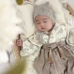 retro baby hakama waist ribbon《green beige botanical×greige》/ ベビー袴