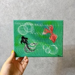 アクリル画『金魚』15㎝×20㎝絵画/アクリル画/テクスチャーアート/アート/キャンバス/インテリア