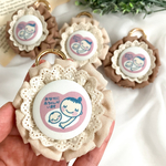【両面マタニティマーク】　刺繍レースが可愛いマタニティマーク　マタニティキーホルダー　マタニティーマーク　おなかに赤ちゃんがいます　マタニティロゼット　赤ちゃん　妊娠　可愛い　ナチュラル　刺繍　