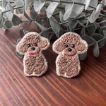 【再再再販】トイプードル　ブラウン　ぺたんこ刺繍ブローチ 
