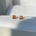 《14kgf》希少石　高品質　インペリアルトパーズ　3mm ラウンド　ソリティアピアス