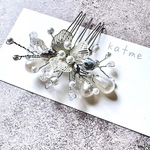 ビーズ　コーム　お花　パール　雫　シルバー　小枝風　20代　30代　40代　50代　60代　70代　成人式　振袖　お着物　卒業式　入学式　フォーマル　和装　ヘアセット　ヘアアクセサリー　髪飾り　結婚式