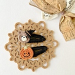 ハロウィンパッチンピン かぎ針編み レース かぼちゃ くま ヘアアクセサリー プチギフト ベビー キッズ ベビーヘアクリップ ハロウィン