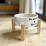 【名入れ無料】癒されトイプー木製スタンド付きフードボウル  『No Poodle No Life』ペット食器　小型犬　中型犬
