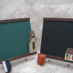 黒板＆イーゼル&ちっちゃなお家のオブジェセット（グリ－ン＆ブラック）