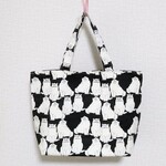 ミニトートバッグ　猫・黒（マグネット、内ポケット付き）