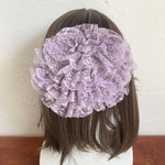 レースギャザーのボンネ （ヘアアクセサリー）ビッグサイズ　紅藤色