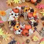 かぼちゃとリス* 秋リース　秋のウエルカムリース　ハロウィンリース　ハロウィン飾り　かぼちゃのリース　オレンジのリース　木の実のリース　秋の飾り　秋のドアリース＊*