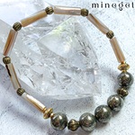 ⭐️魔除け⭐️パイライトとマザーオブパールのデザインブレスレット✨ ｜minegel-オーダーメイド パワーストーンブレスレット お守り