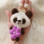 がま口ポーチ♡あみぐるみ　パンダちゃん　パールの取手付き