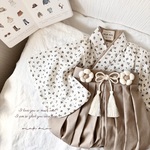 ＼minne限定ベビー袴／retro baby hakama waist flower (yellow beige flower×biscuit moca)/レトロベビー袴