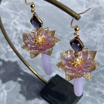 月下美人 パープルゴールド💜揺れる ピアス イヤリング