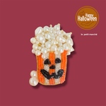 ハロウィン・かぼちゃのポップコーンのビーズ刺繍ブローチ