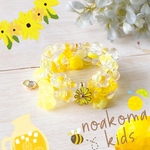 little princess＊ HAPPY ☆ yellow キッズブレスレット 3点 セット ＊ 女の子 プレゼント キッズアクセサリーセット 贈り物 誕生日 子供 花 黄色 フラワー キュート