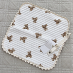 テディベアウェーブキルトマット　コットン　カフェマット　おむつ替えマット　コンパクト　くま
