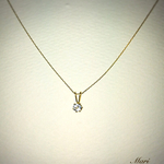 天然 アクアマリン K10YG(10金)一粒ネックレス (4mm) 6つ爪