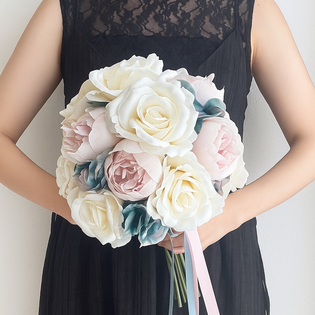 ピオニーブーケ　ブートニアセット　芍薬　ホワイト　送料込み！ 051-29242_m.jpg