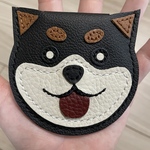にっこり笑顔の黒柴コインケース【天然本牛革／ハンドメイド】