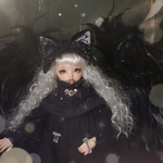 『銀の匙の物語〜FINAL〜』黒猫耳ヘッドドレス+フリルチョーカーセット　40cmドール対応サイズ　60cmの小顔キャストドール対応　